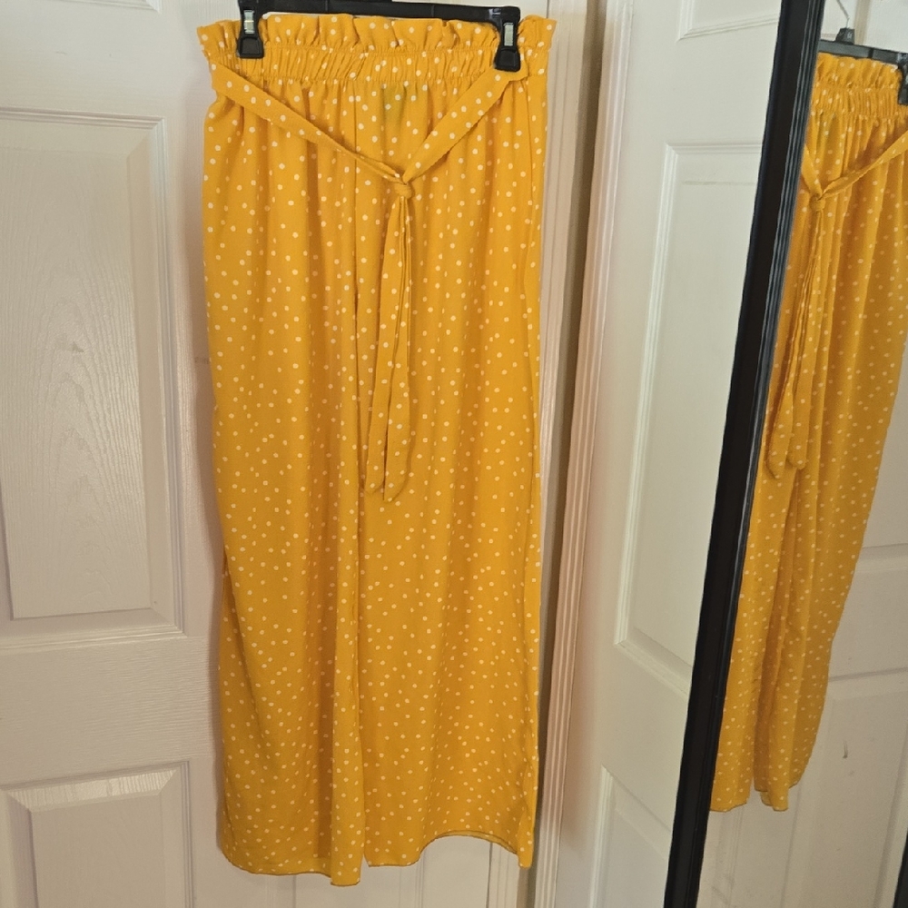 See You Monday Yellow Polka Dot Wide Leg Pants